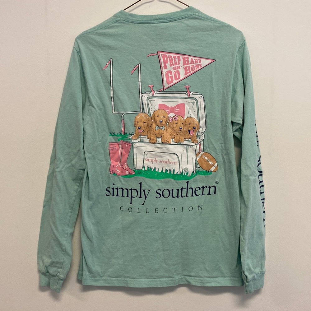 Simply Southern “prep hard or go home” teal long sleeve